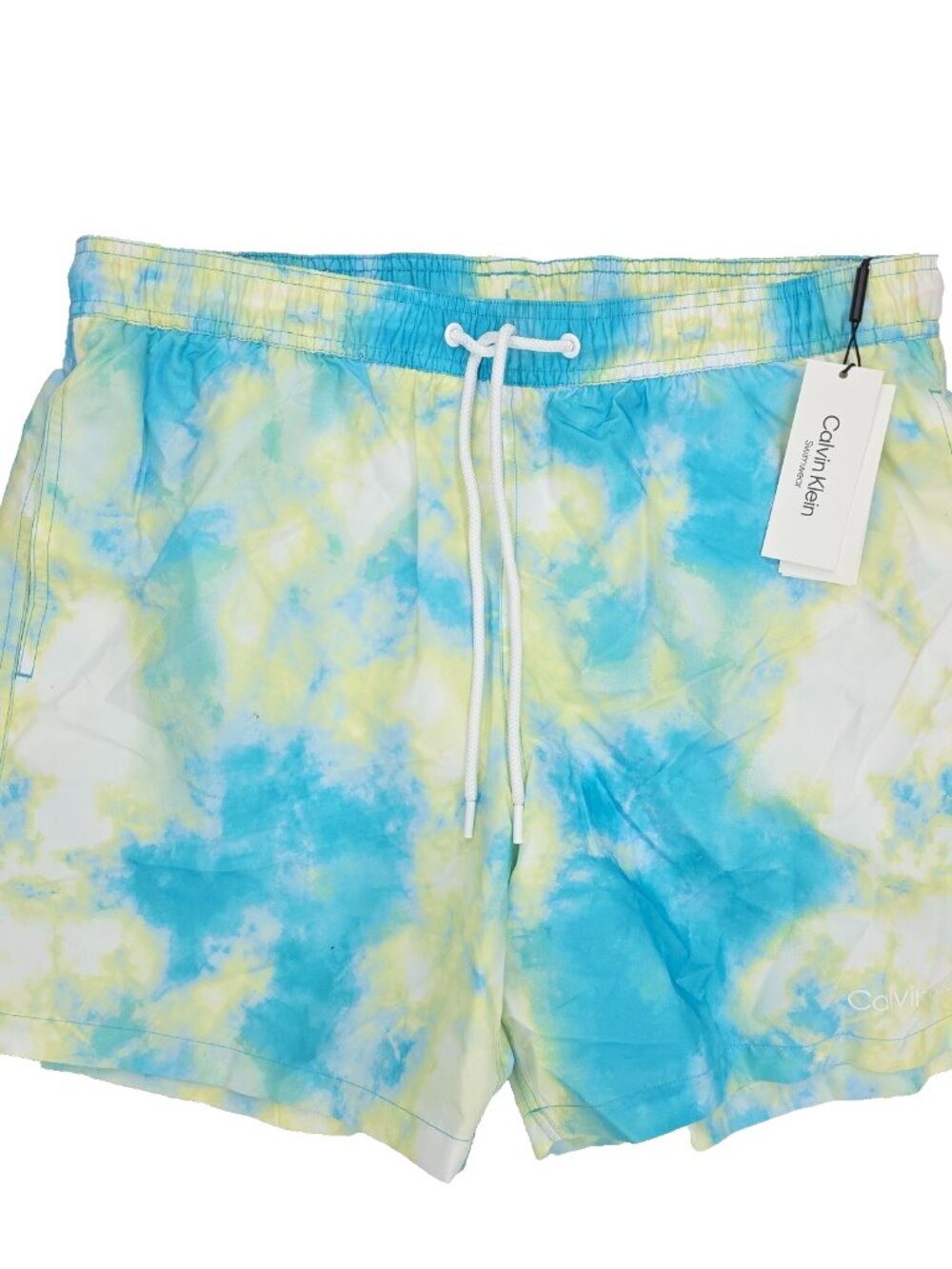 Calvin Klein Swim Trunks Shorts Mens Large Blue 5" Inseam Mesh Lined Tie Dye